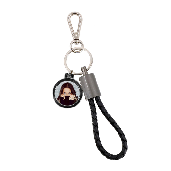 Szublimációs kulcstartó USB-C kábellel és sörnyitóval fekete bőr